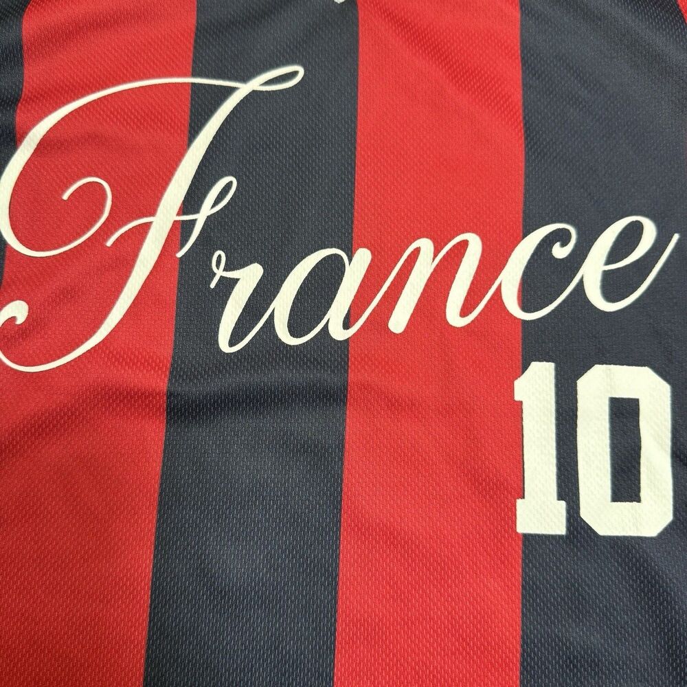 Harper & Ivy Girls France Soccer Jersey 10/12 Blue Red Stripped Polyester Top - Picture 2 of 9